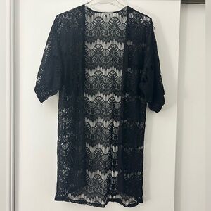 Charlotte Russe Black Lace Kimono Cardigan Cover-Up